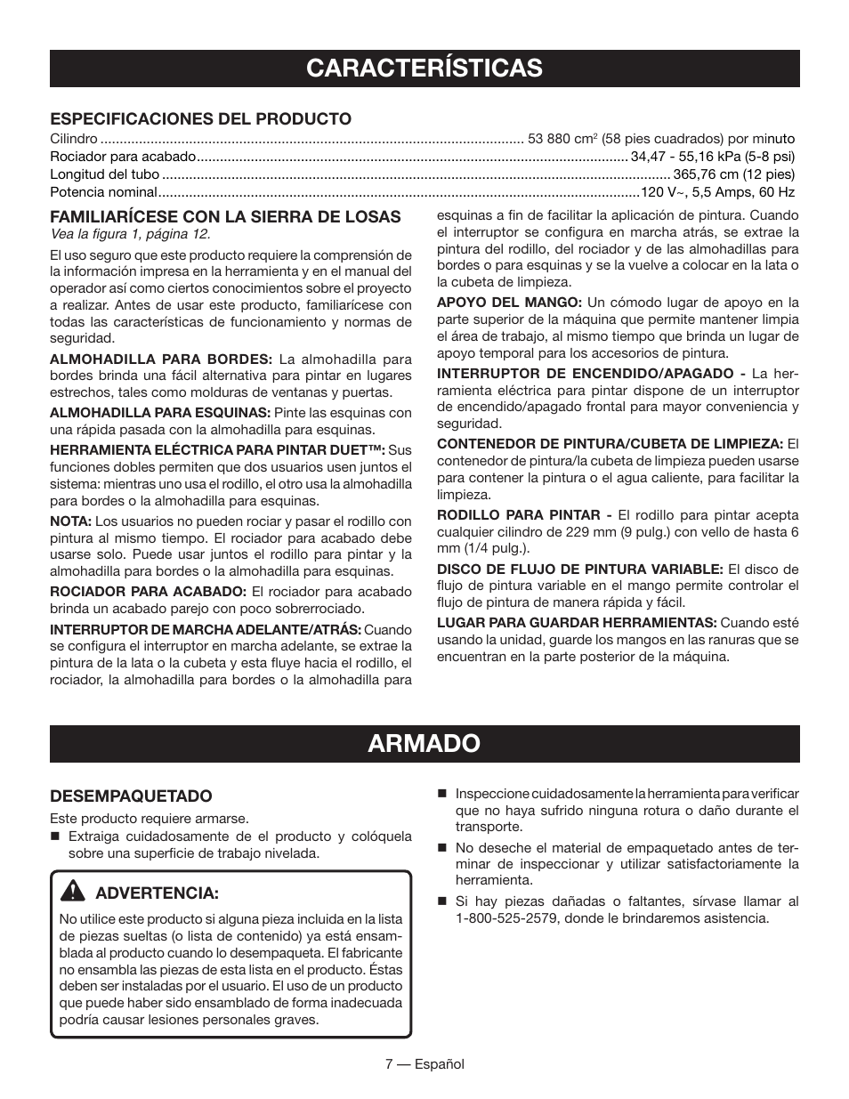 Características, Armado | Ryobi FPR3000 User Manual | Page 27 / 36