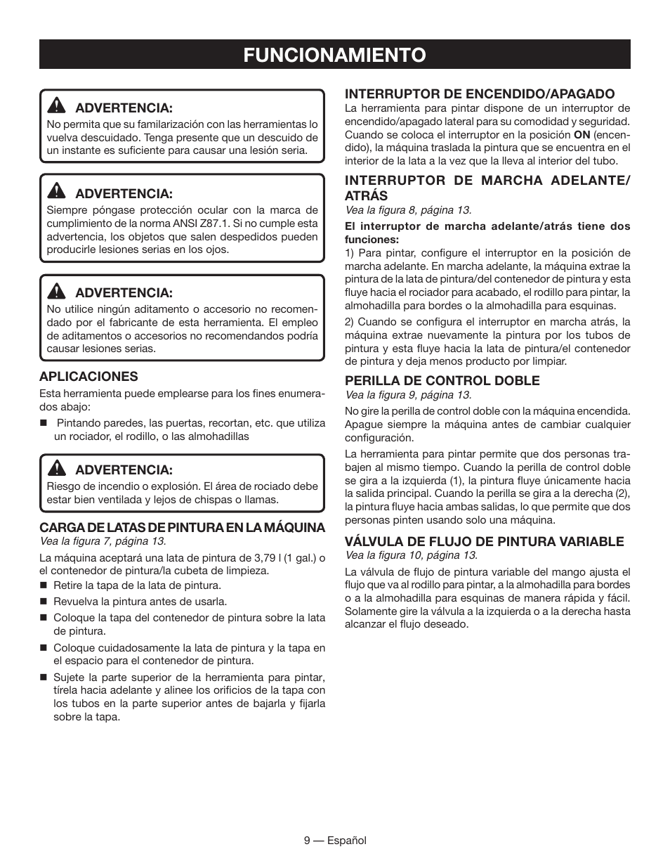 Funcionamiento | Ryobi FPR3000 User Manual | Page 29 / 36