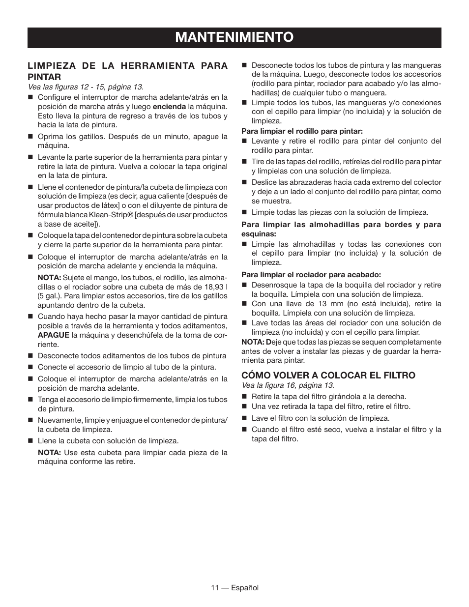 Mantenimiento | Ryobi FPR3000 User Manual | Page 31 / 36