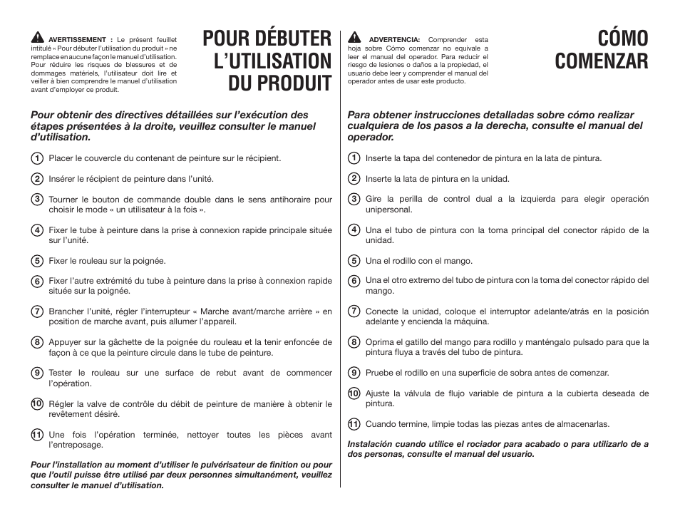 Pour débuter l’utilisation du produit, Cómo comenzar | Ryobi FPR3000 User Manual | Page 2 / 2