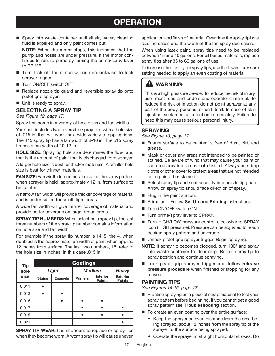 Operation | Ryobi RAP200 User Manual | Page 10 / 48