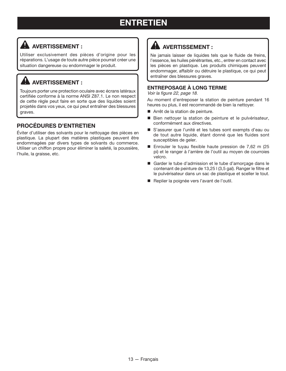 Entretien | Ryobi RAP200 User Manual | Page 27 / 48