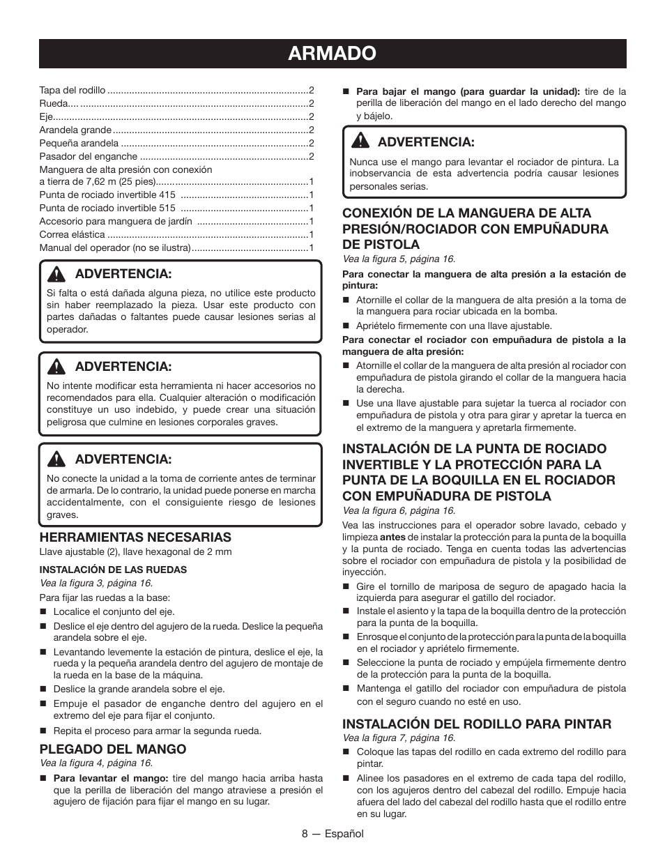 Armado | Ryobi RAP200 User Manual | Page 36 / 48