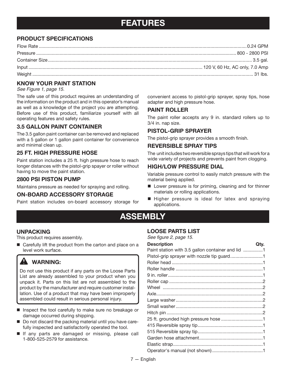 Features assembly | Ryobi RAP200 User Manual | Page 7 / 48