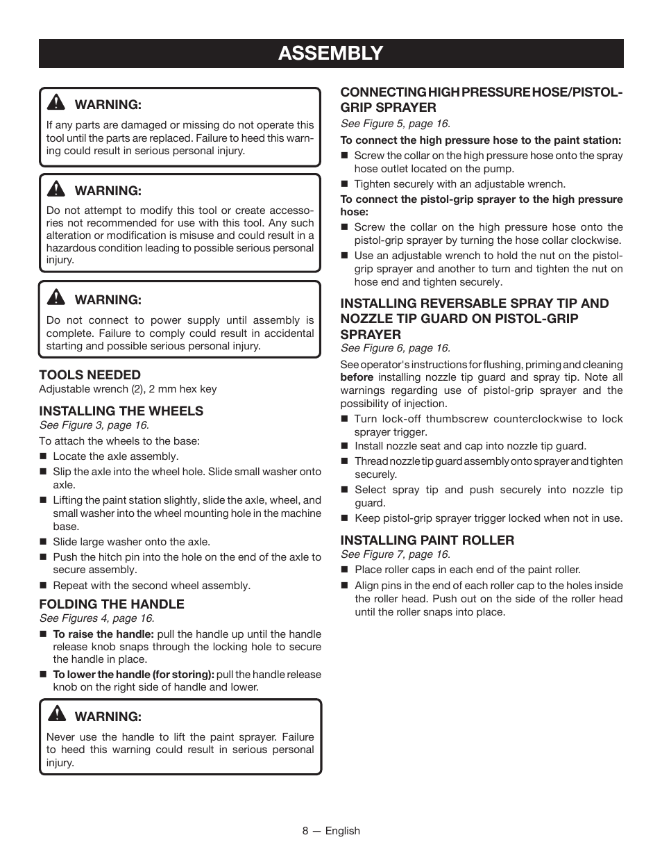 Assembly | Ryobi RAP200 User Manual | Page 8 / 48