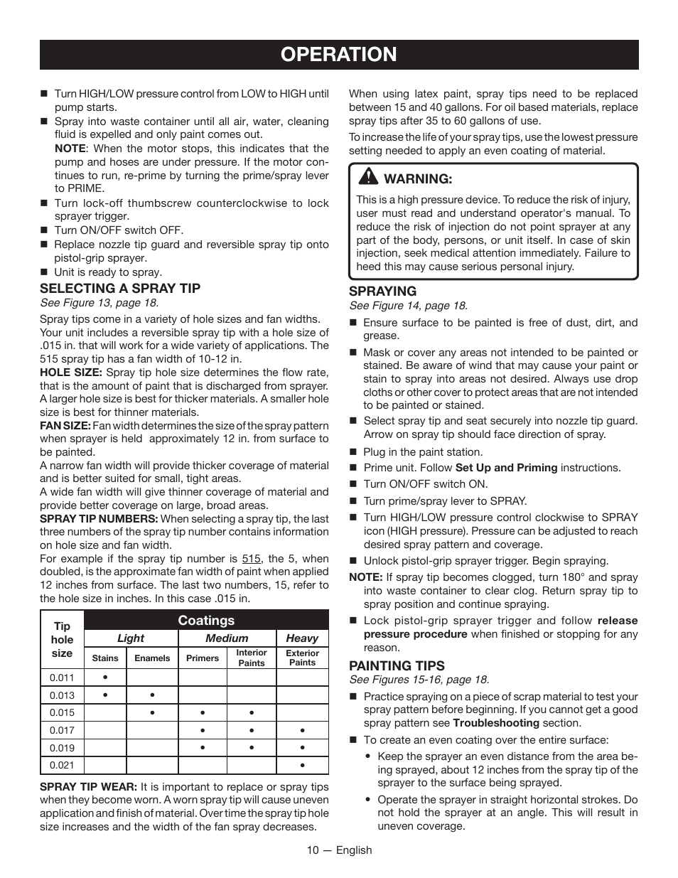 Operation | Ryobi RAP200B User Manual | Page 10 / 48