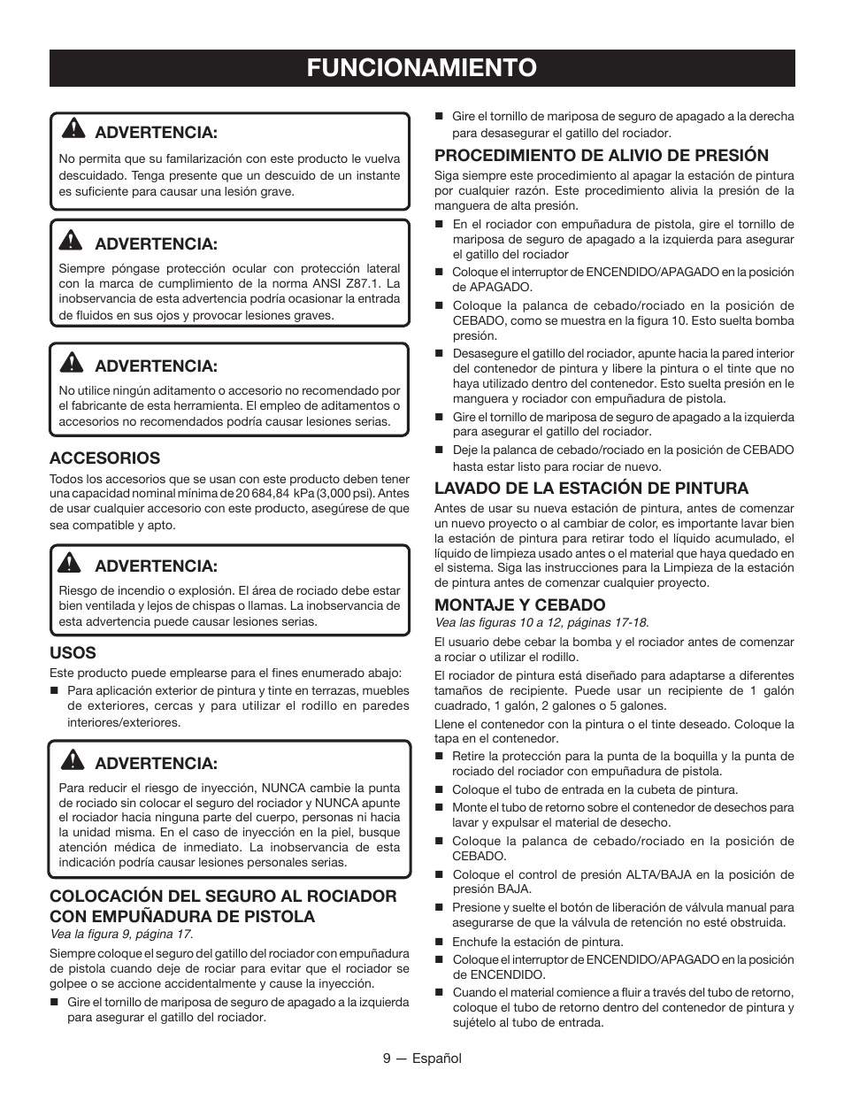 Funcionamiento | Ryobi RAP200B User Manual | Page 37 / 48