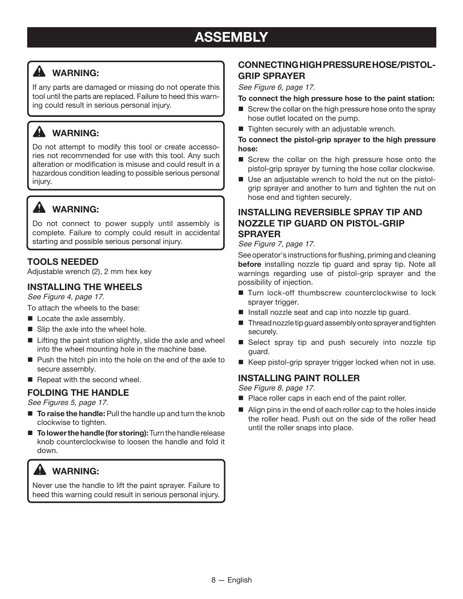 Assembly | Ryobi RAP200B User Manual | Page 8 / 48