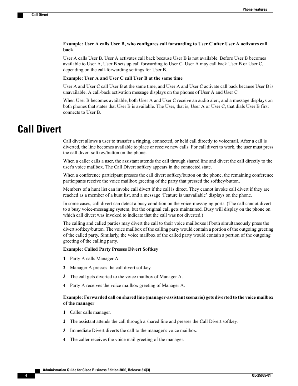 Call divert | Cisco 3000 User Manual | Page 4 / 16