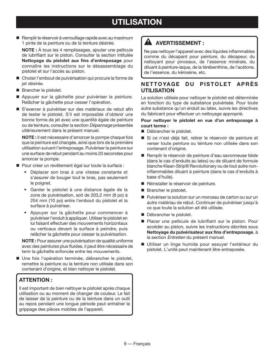 Utilisation | Ryobi SSP050 User Manual | Page 19 / 36