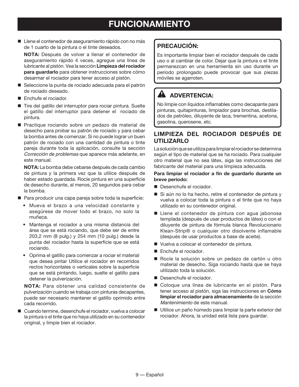 Funcionamiento | Ryobi SSP050 User Manual | Page 29 / 36