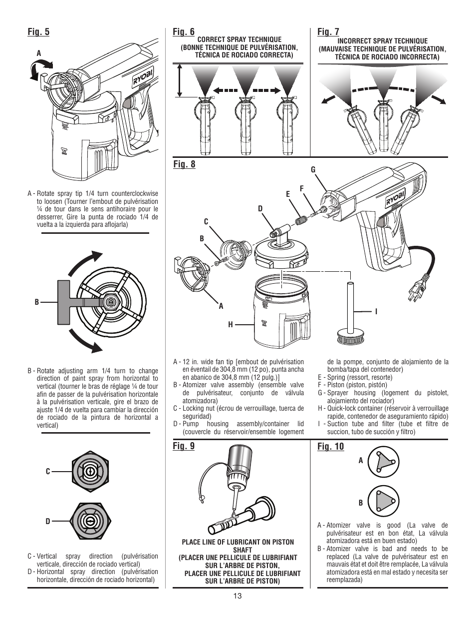 Fig. 6, Fig. 7 fig. 8 fig. 10, Fig. 9 | Fig. 5 | Ryobi SSP050 User Manual | Page 33 / 36