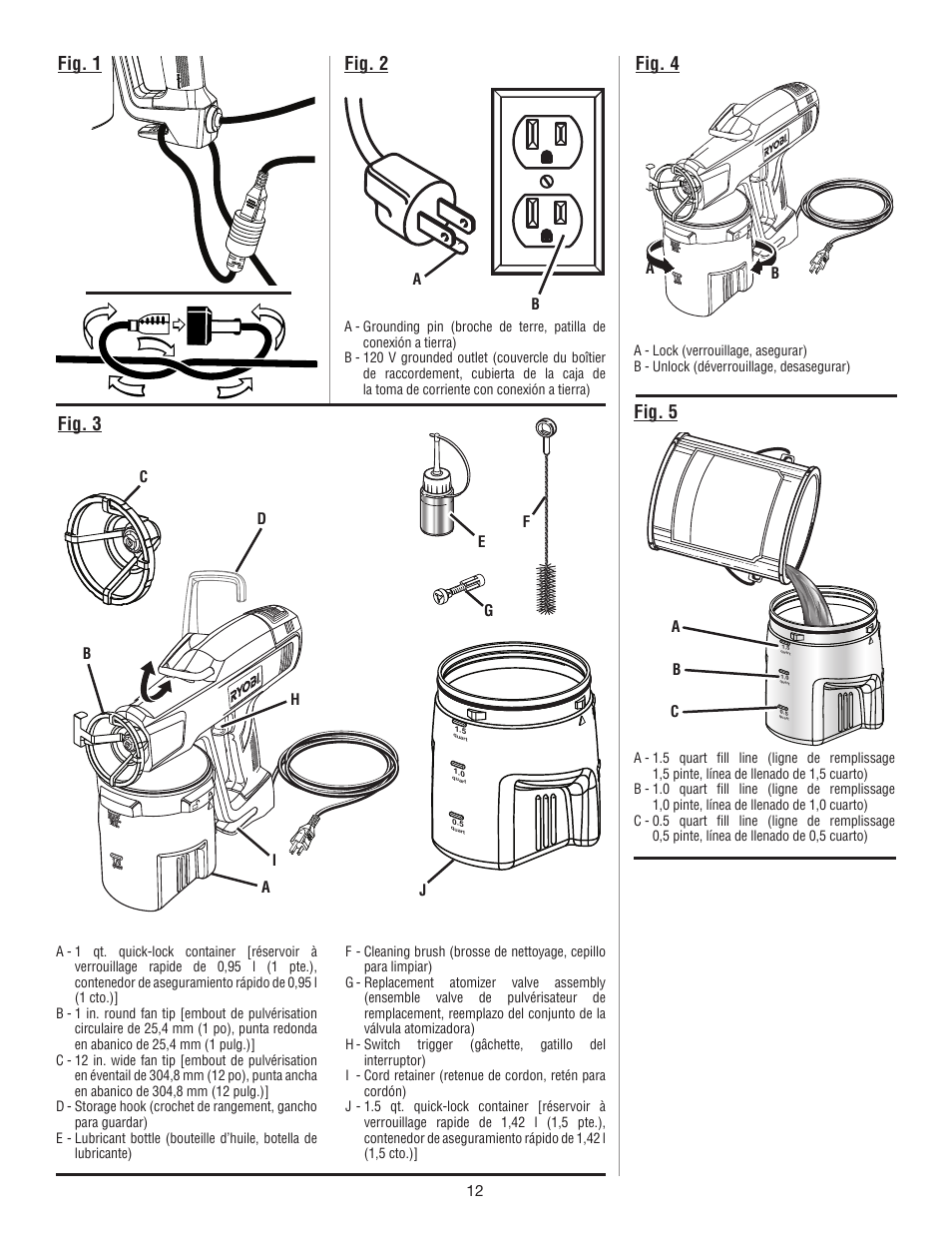 Fig. 4 fig. 5, Fig. 1 fig. 3 fig. 2 | Ryobi SSP200 User Manual | Page 32 / 36