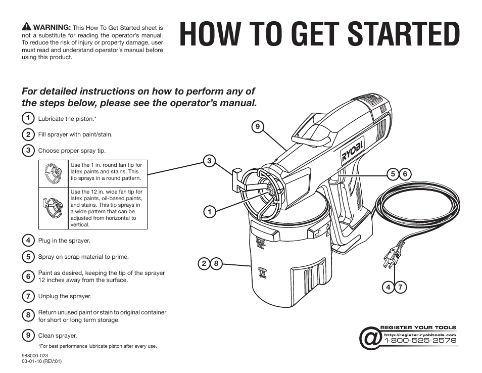 Ryobi SSP200 User Manual | 2 pages