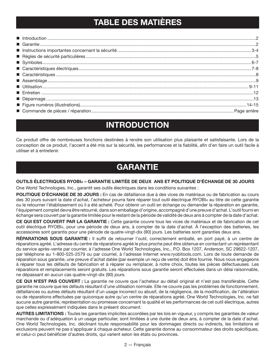 Ryobi P630 User Manual | Page 12 / 36