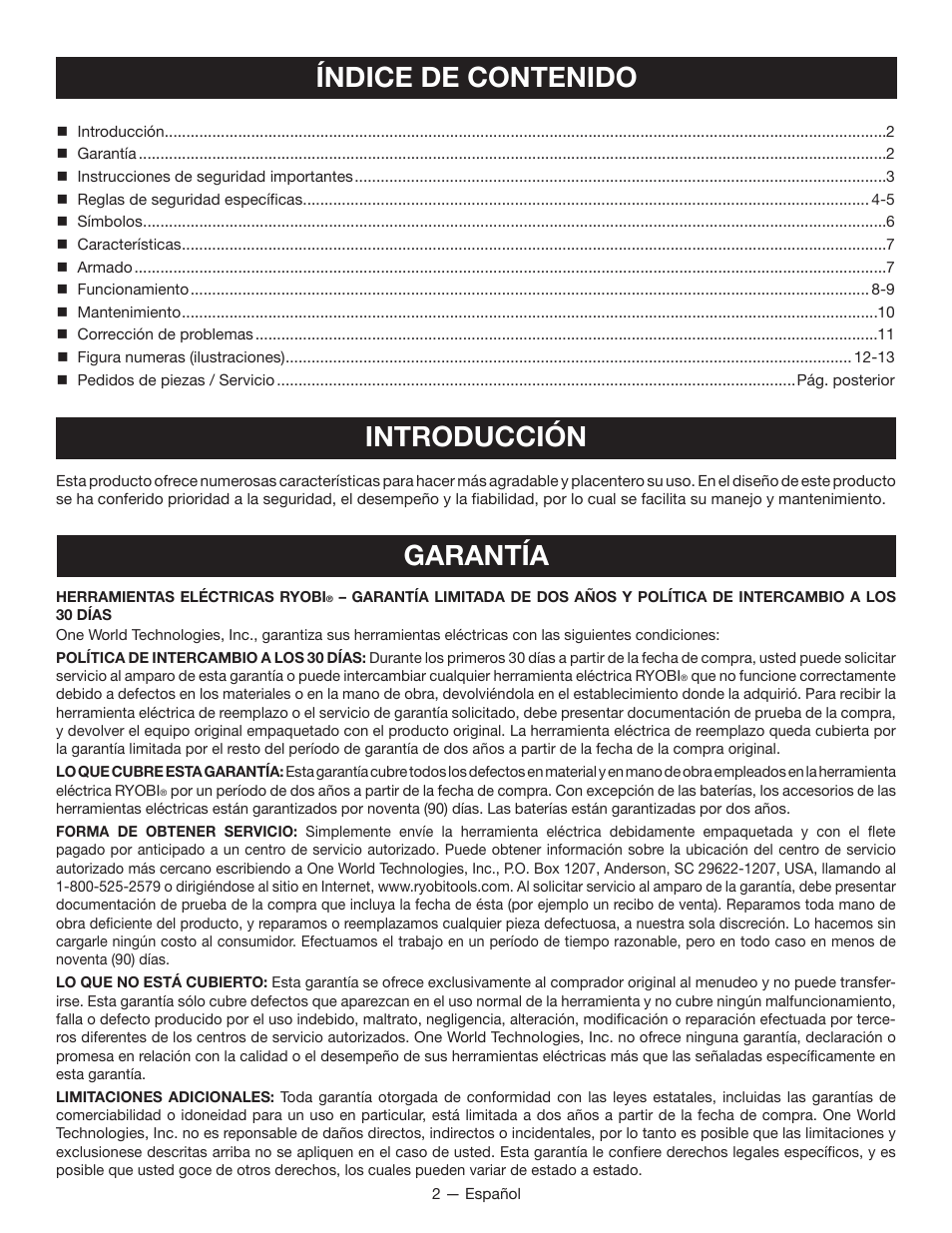 Ryobi P630 User Manual | Page 22 / 36