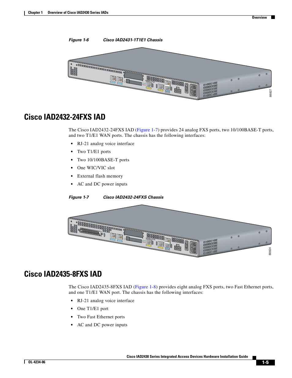 Cisco iad2432-24fxs iad, Cisco iad2435-8fxs iad, Figure 1-6 | Cisco IAD2430 User Manual | Page 21 / 86
