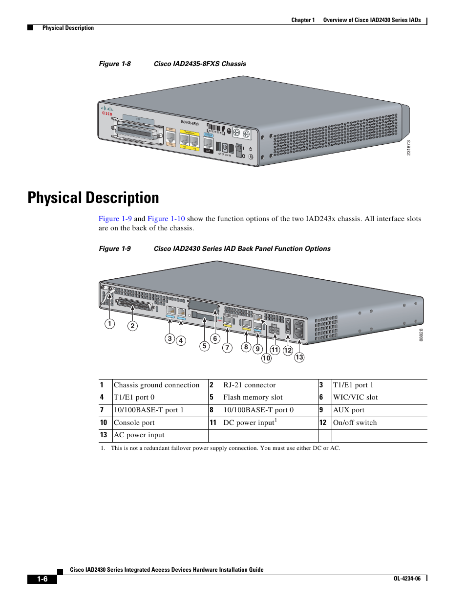 Physical description, Figure 1-8 | Cisco IAD2430 User Manual | Page 22 / 86