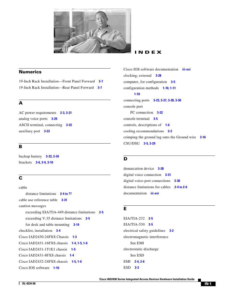 Index, N d e x | Cisco IAD2430 User Manual | Page 83 / 86