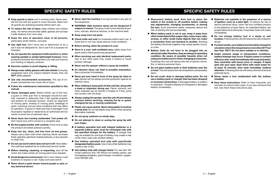 Specific safety rules | Ryobi P635 User Manual | Page 3 / 26