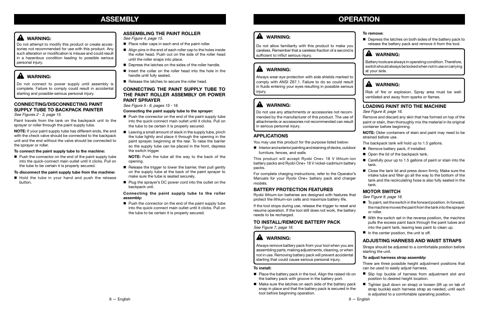 Assembly, Operation | Ryobi P635 User Manual | Page 5 / 26