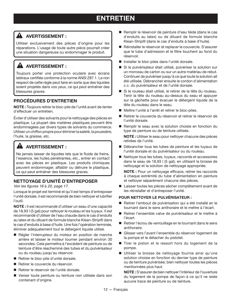 Entretien | Ryobi P635 User Manual | Page 25 / 44
