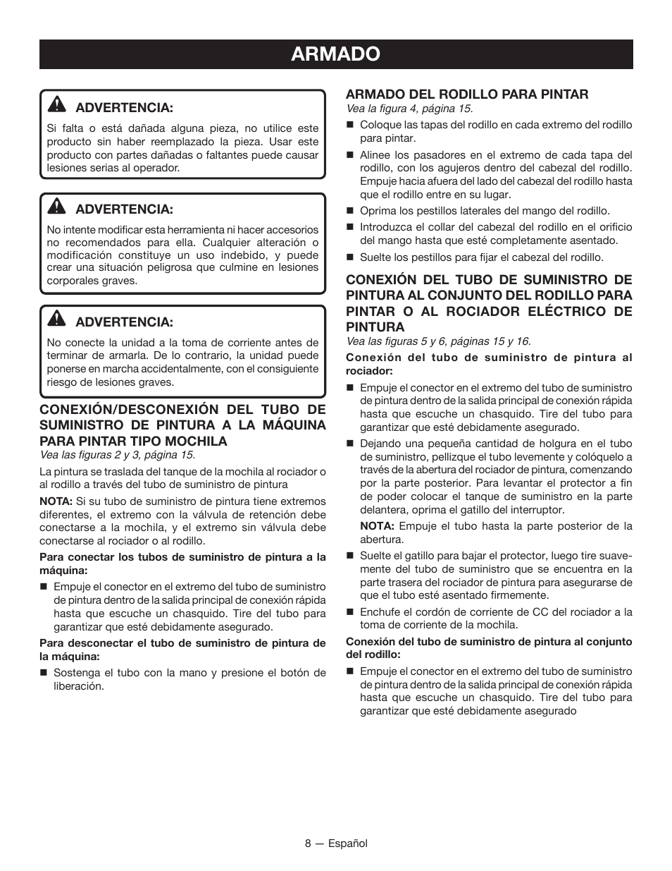 Armado | Ryobi P635 User Manual | Page 34 / 44