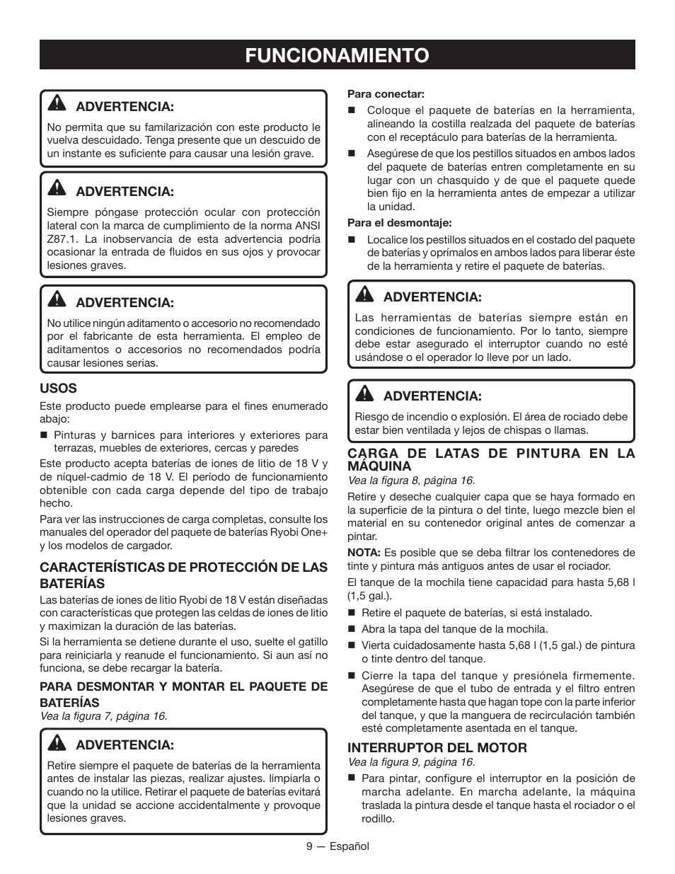 Funcionamiento | Ryobi P635 User Manual | Page 35 / 44