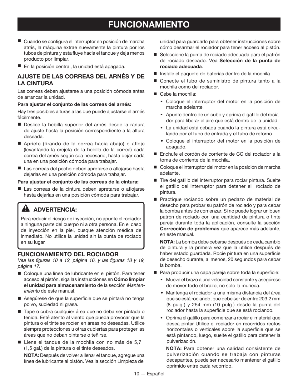 Funcionamiento | Ryobi P635 User Manual | Page 36 / 44