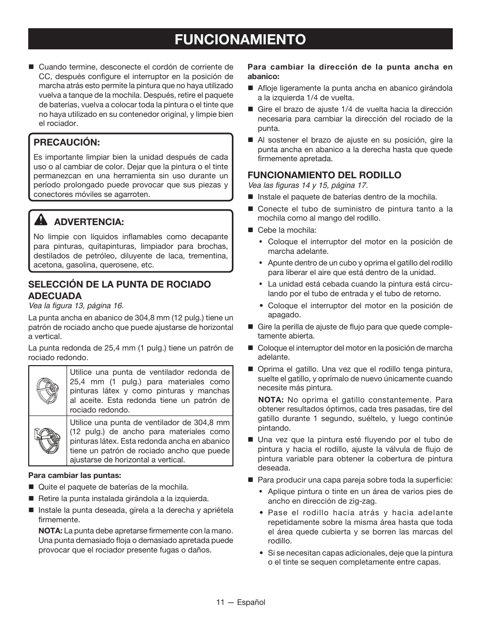 Funcionamiento | Ryobi P635 User Manual | Page 37 / 44