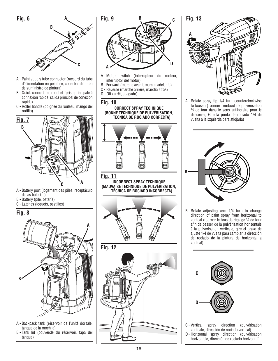 Fig. 6 fig. 7, Fig. 11 fig. 9, Fig. 12 | Ryobi P635 User Manual | Page 42 / 44