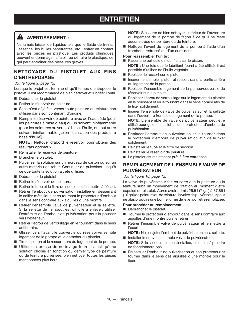 Entretien | Ryobi SSP300 User Manual | Page 20 / 36