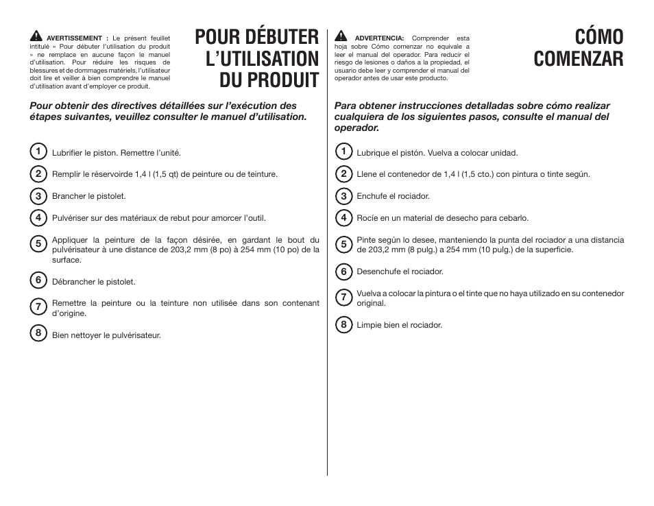 Pour débuter l’utilisation du produit, Cómo comenzar | Ryobi SSP300 User Manual | Page 2 / 2