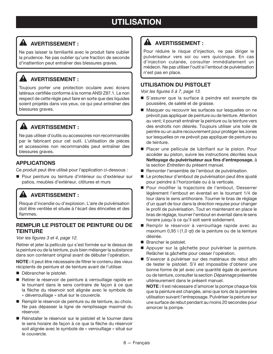 Utilisation | Ryobi SSP0501 User Manual | Page 18 / 36