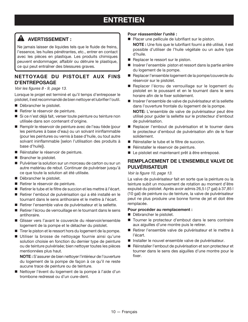 Entretien | Ryobi SSP0501 User Manual | Page 20 / 36