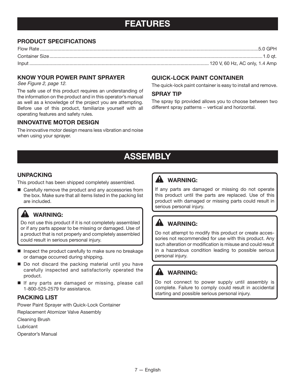 Features assembly | Ryobi SSP0501 User Manual | Page 7 / 36