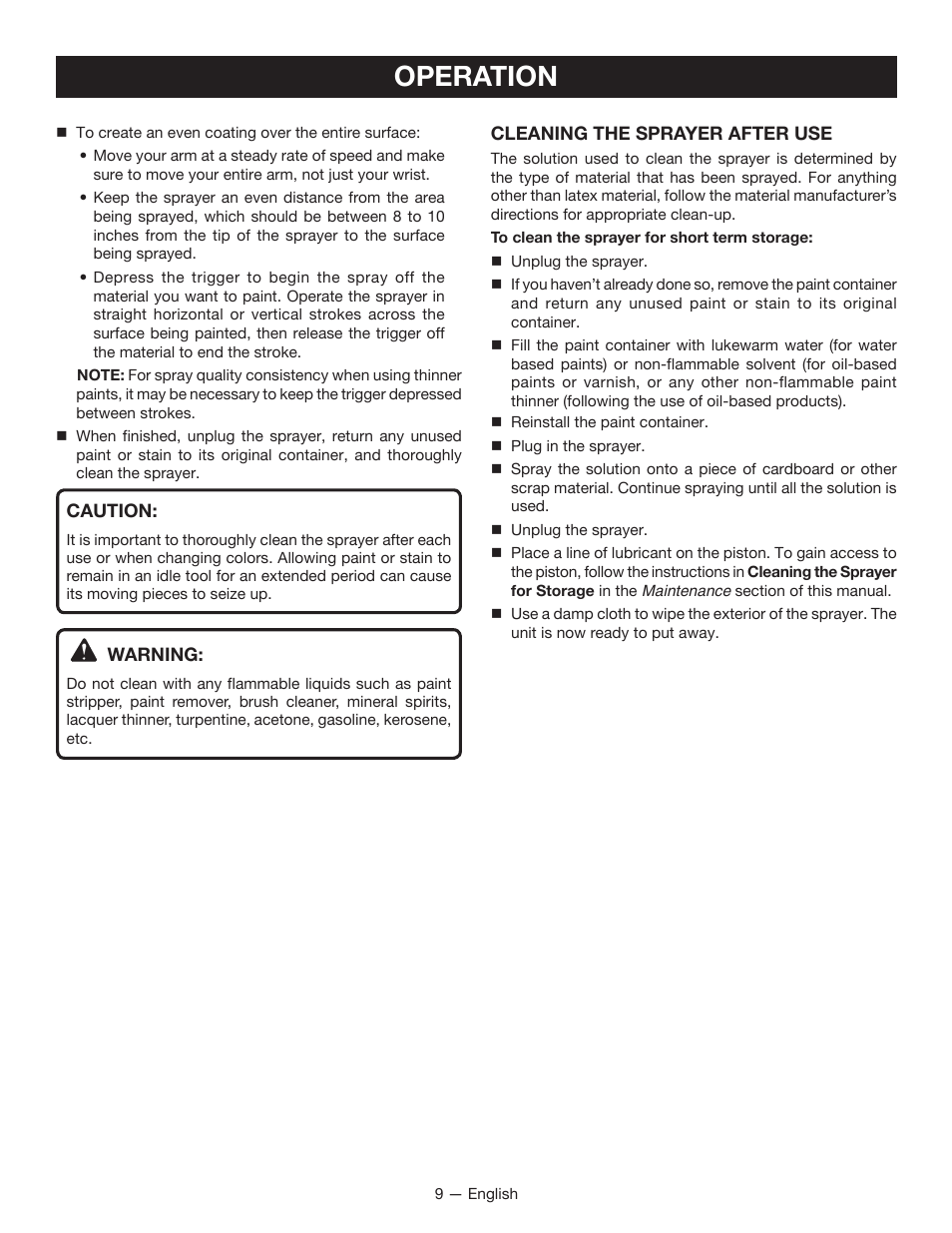 Operation | Ryobi SSP0501 User Manual | Page 9 / 36