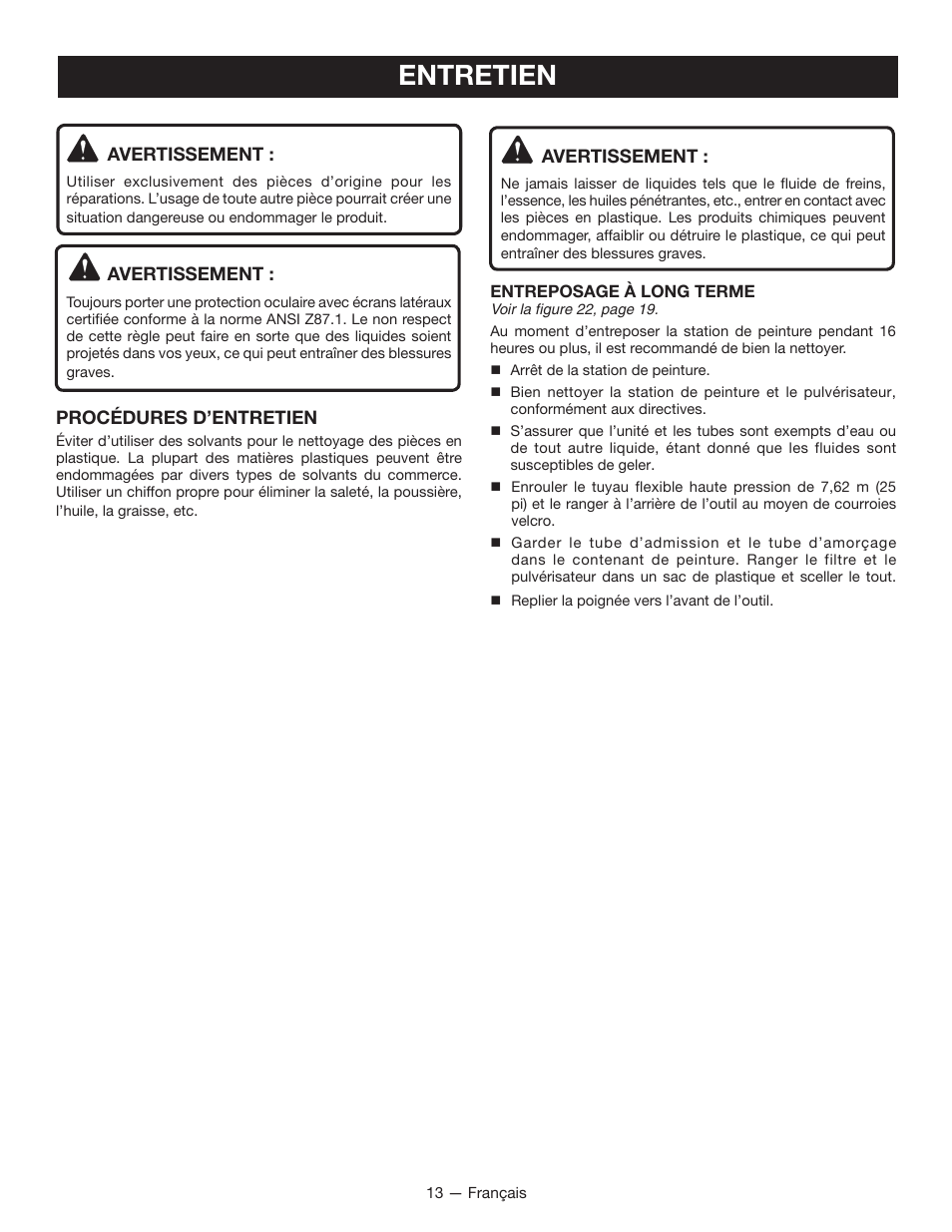 Entretien | Ryobi RAP200G User Manual | Page 27 / 48