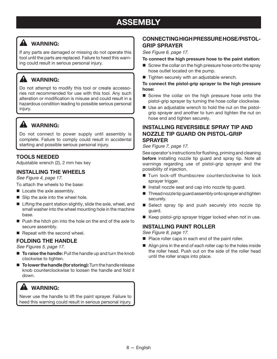 Assembly | Ryobi RAP200G User Manual | Page 8 / 48