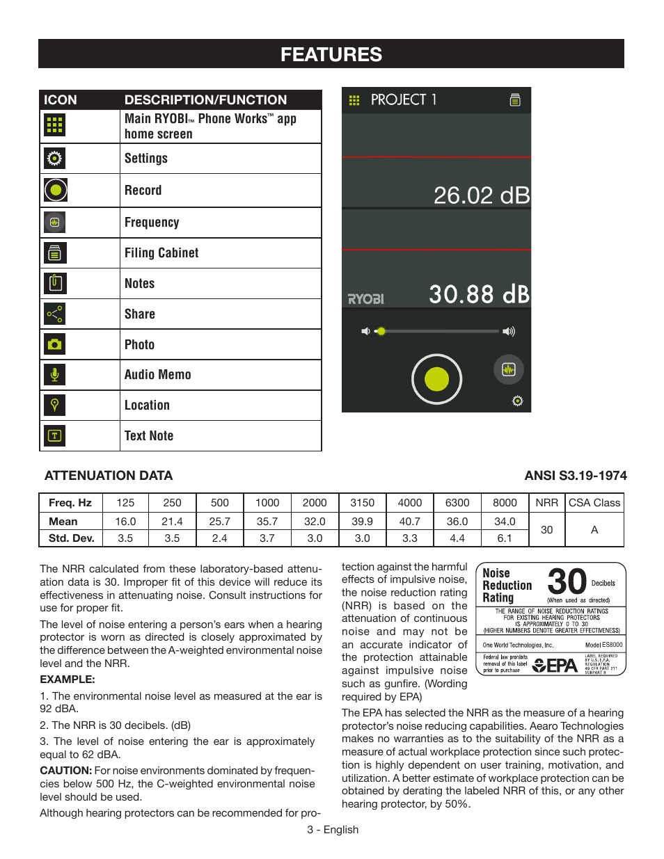 Features | Ryobi ES8000 User Manual | Page 3 / 7