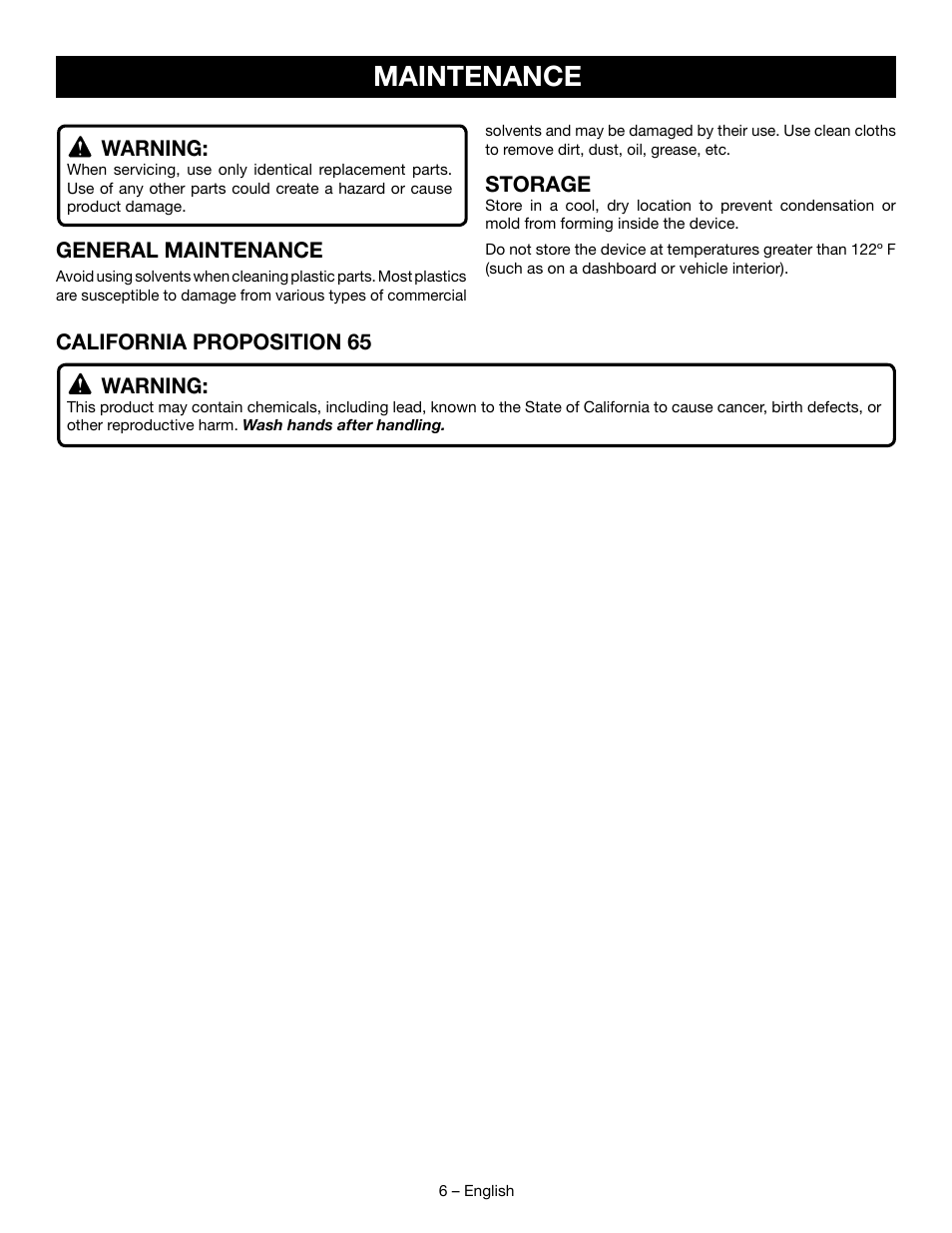 Maintenance | Ryobi ES1500 User Manual | Page 6 / 7