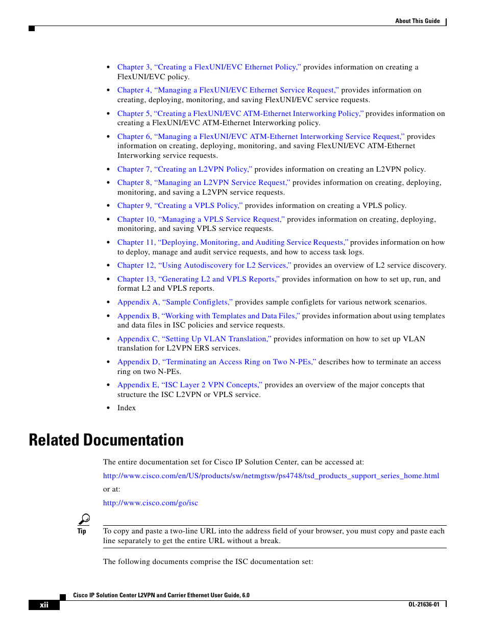 Related documentation | Cisco OL-21636-01 User Manual | Page 12 / 398