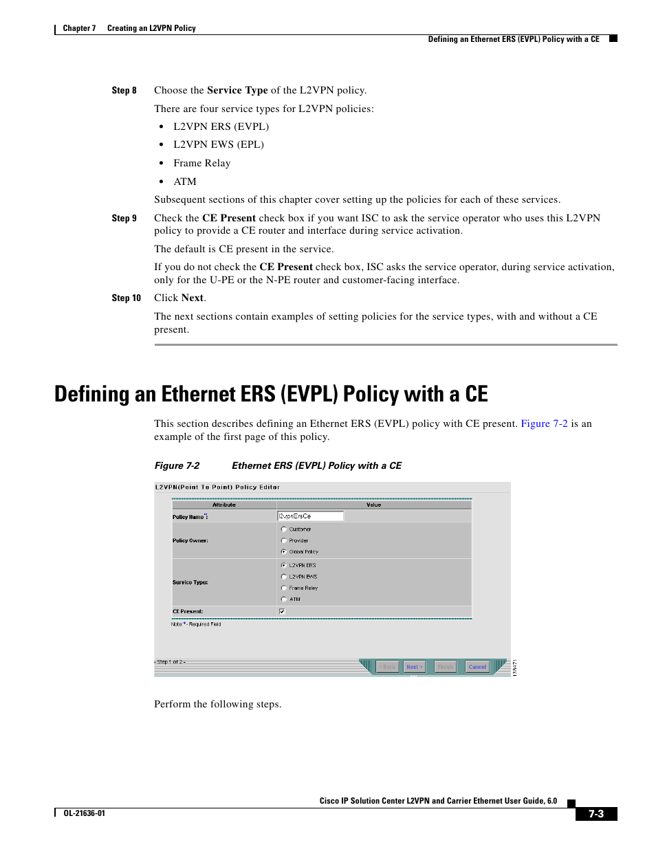 Defining an ethernet ers (evpl) policy with a ce | Cisco OL-21636-01 User Manual | Page 131 / 398