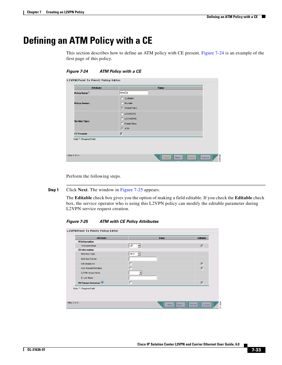 Defining an atm policy with a ce | Cisco OL-21636-01 User Manual | Page 161 / 398
