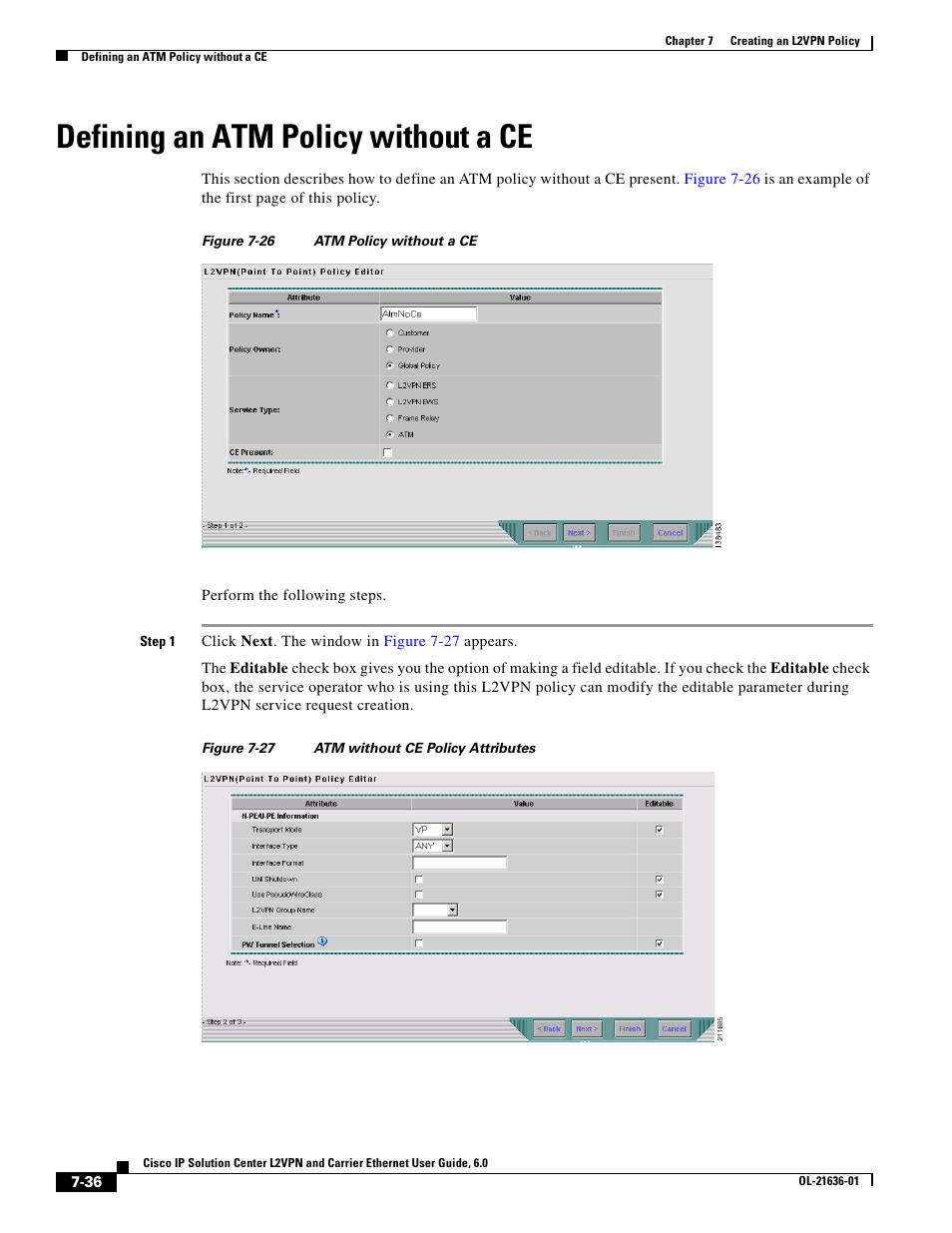 Defining an atm policy without a ce | Cisco OL-21636-01 User Manual | Page 164 / 398