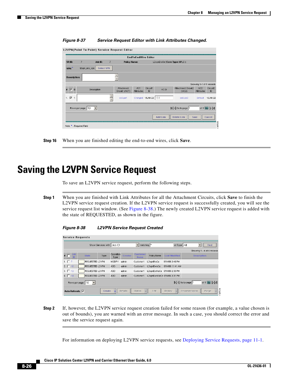 Saving the l2vpn service request | Cisco OL-21636-01 User Manual | Page 192 / 398