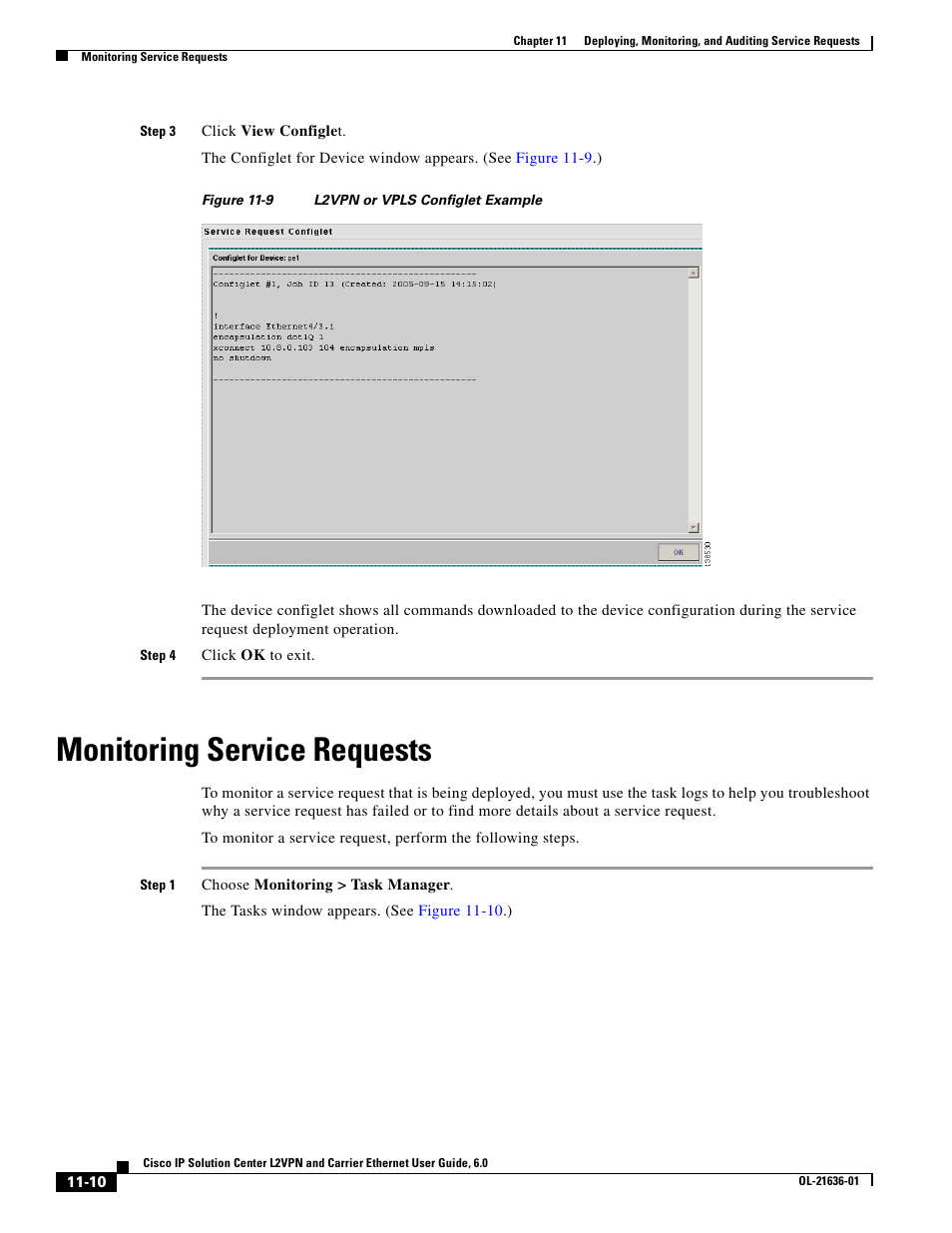 Monitoring service requests, Monitoring | Cisco OL-21636-01 User Manual | Page 260 / 398