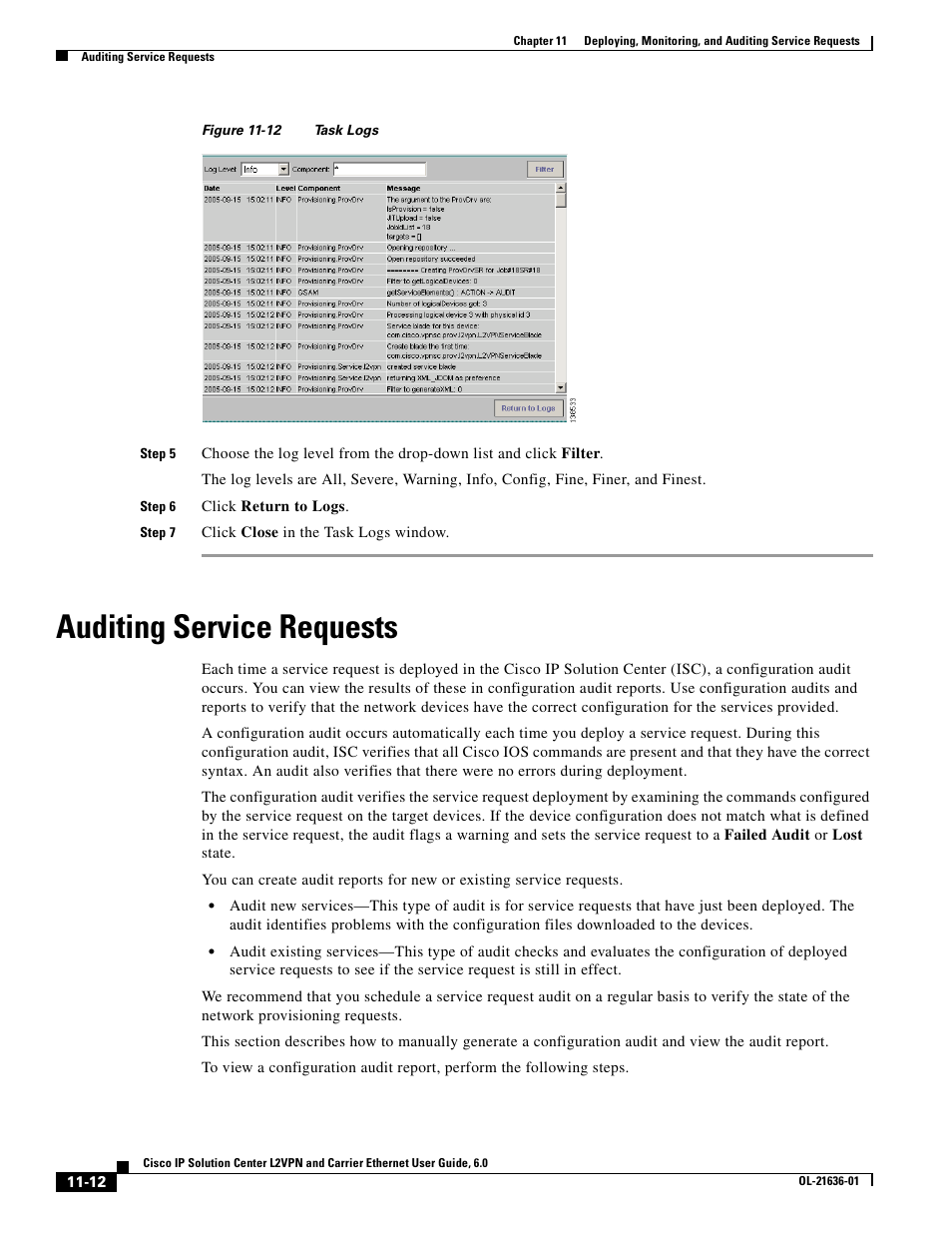 Auditing service requests | Cisco OL-21636-01 User Manual | Page 262 / 398