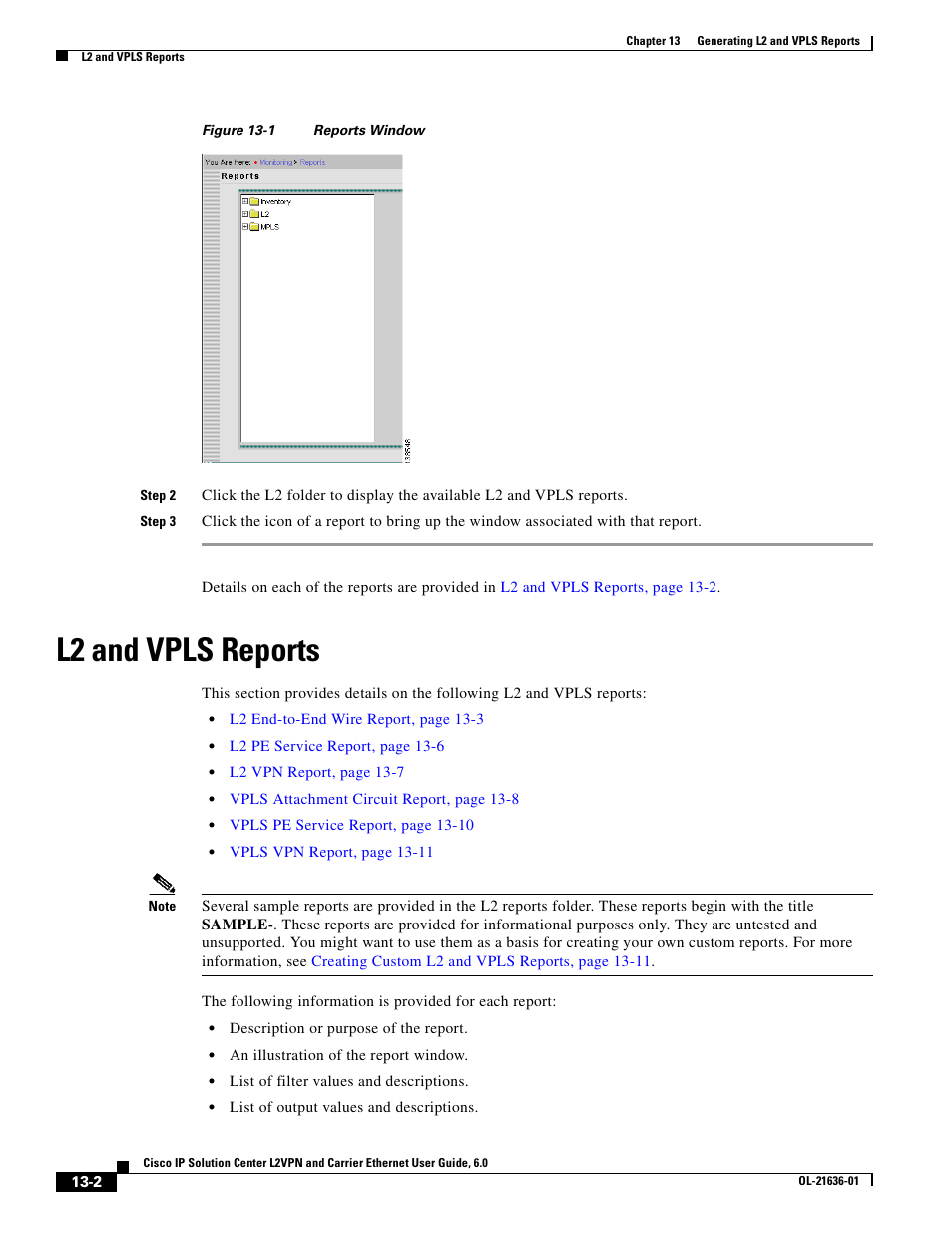 L2 and vpls reports, Figure 13-1 | Cisco OL-21636-01 User Manual | Page 268 / 398