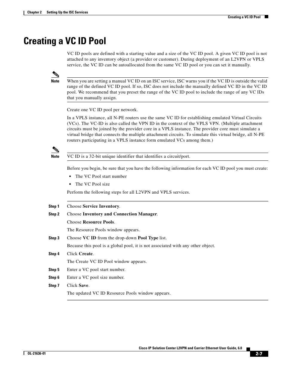 Creating a vc id pool | Cisco OL-21636-01 User Manual | Page 27 / 398